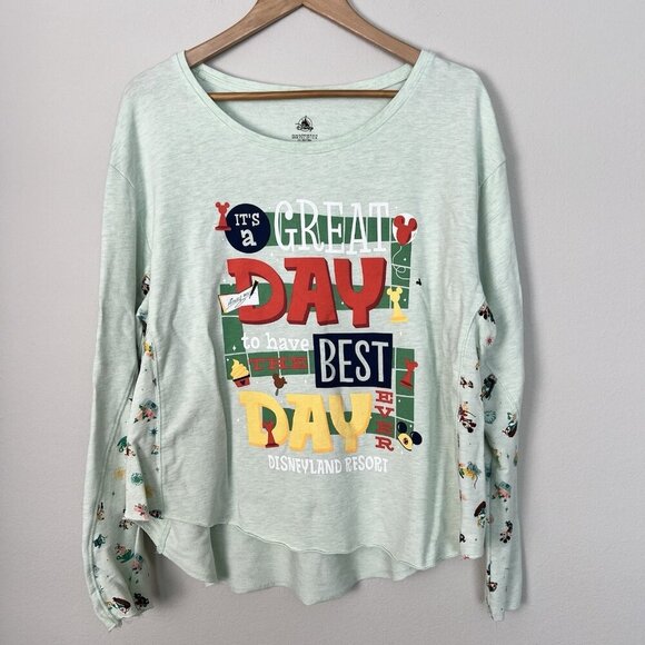 Disney Tops - Disneyland Best Day Ever Long Sleeve Christmas Tee Mint Green‎ Size XL Soft Cozy